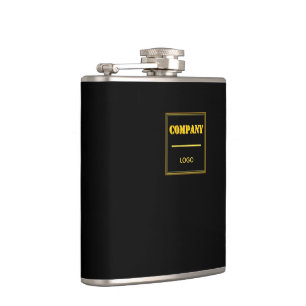 Personalised Company Black Modern Custom Business Hip Flask
