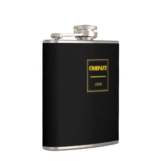 Personalised Company Black Modern Custom Business Hip Flask