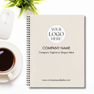 Personalised Company Business Logo Template Beige Notebook