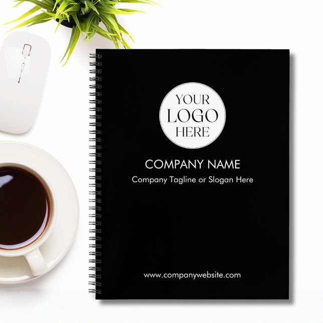 Personalised Company Business Logo Template Black Notebook (In situ)