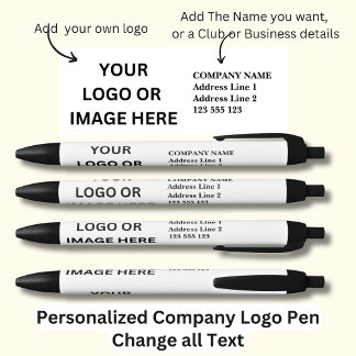 Personalised Company Details & Logo Black Ink Pen