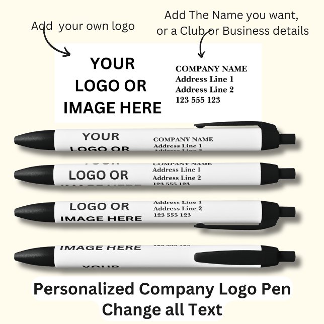 Personalised Company Details & Logo Black Ink Pen (Creator Uploaded)