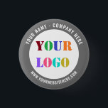 Personalised Company Logo and Text Button Example<br><div class="desc">Custom Colours and Fonts - Design Your Own Personalised Button Example with Company Logo and Name Website or Custom Text Branded Promotional Business Buttons / Gifts - Add Your Logo / Image - Photo or QR Code / and Text / Information - Resize and move elements with Customisation tool. Choose...</div>