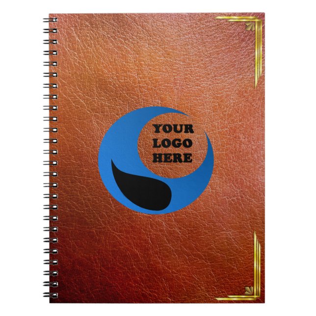 Personalised Company Logo Faux Leather Look Notebook (Front)