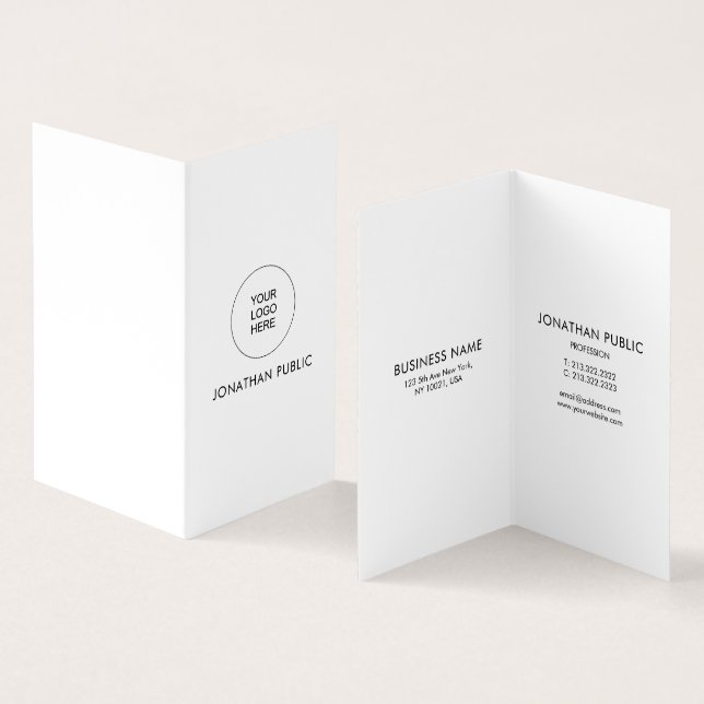 Personalised Company Logo Modern Vertical Folded Business Card (Inside and Outside)