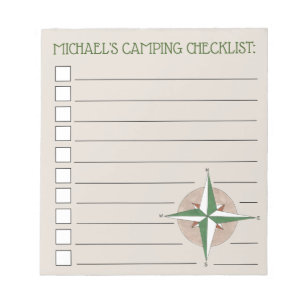 Personalised Compass Hiking Summer Camp Checklist Notepad