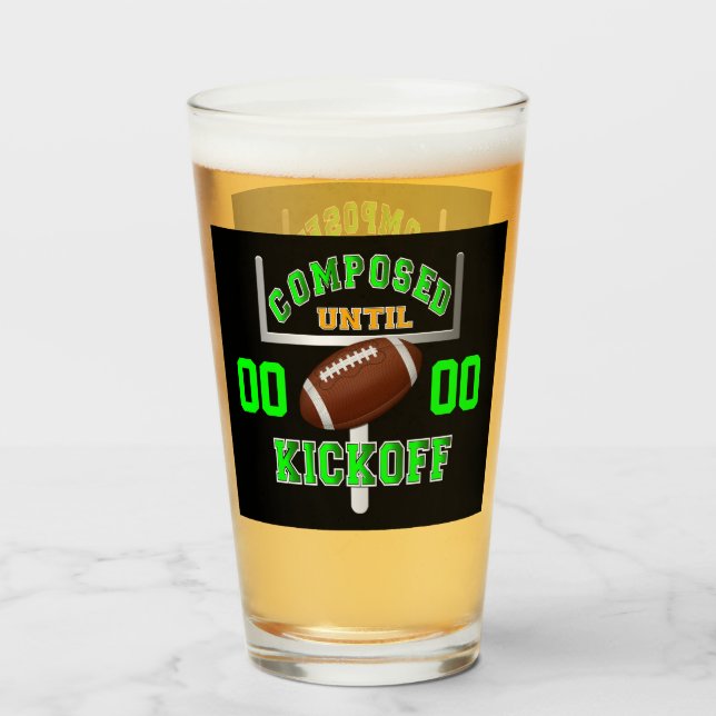 Personalised Composed Until Kickoff Football  Glass (Front Filled)