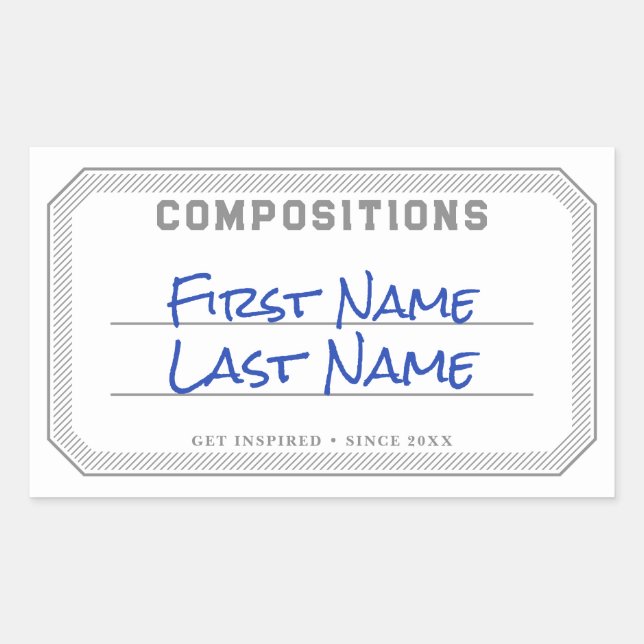 Personalised Composition Book Label Clean Sticker (Front)
