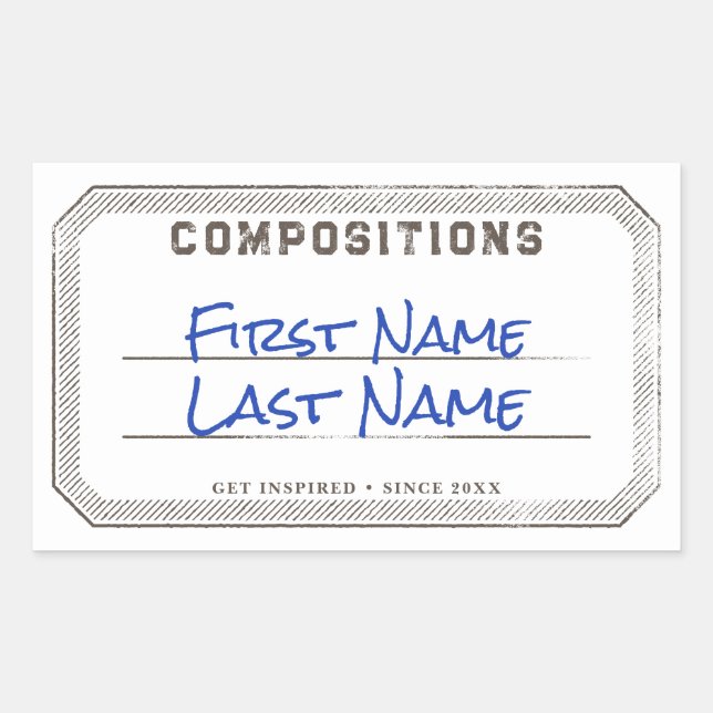 Personalised Composition Book Label Sticker (Front)