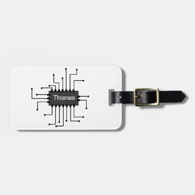 Personalised Computer IC Chip Image Luggage Tag (Front Horizontal)