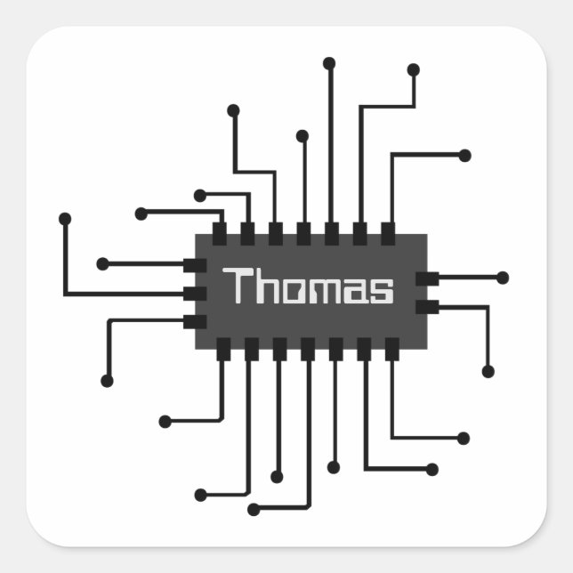 Personalised Computer IC Chip Image Square Sticker (Front)