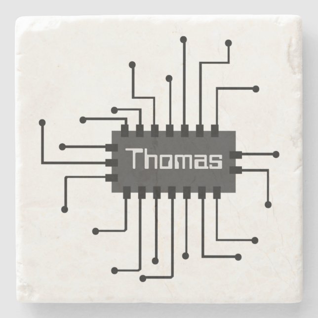 Personalised Computer IC Chip Image Stone Coaster (Front)