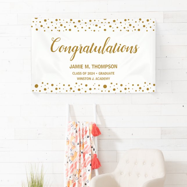 Personalised Confetti Congratulations Graduate  Banner (Insitu)