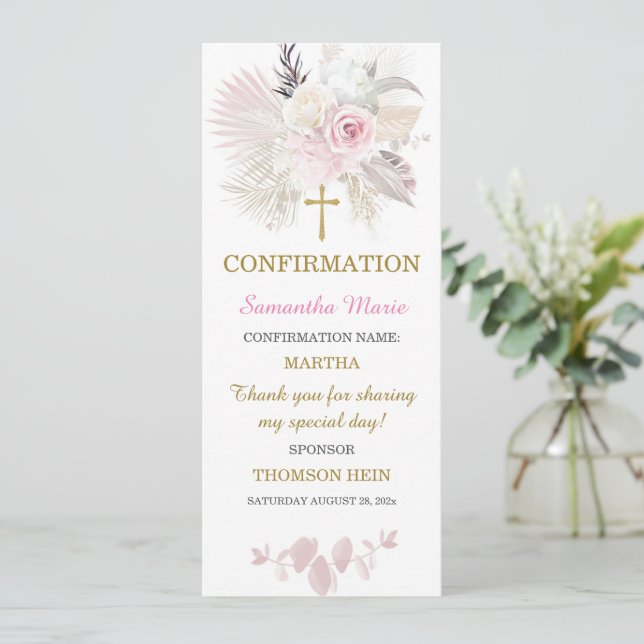 Personalised  Confirmation Girl Prayer  Card (Standing Front)
