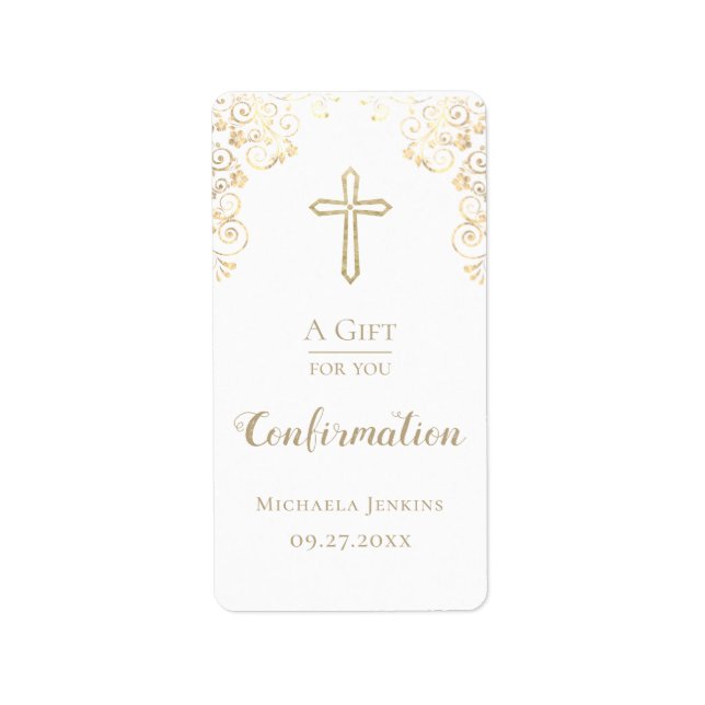 Personalised Confirmation Gold Hand Sanitizer  Label (Front)