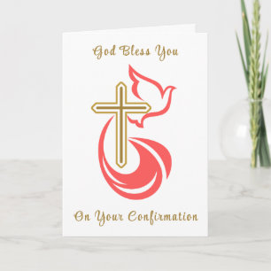 Personalised Confirmation Watercolor Cross Dove Card