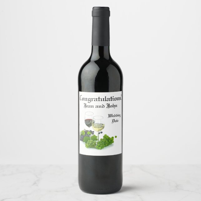 Personalised Congrats Wedding Wine Bottle Label (Front)