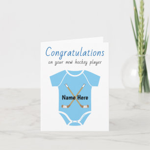 Personalised Congratulations New Hockey Baby Boy Card