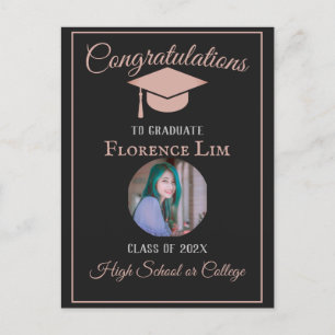 Personalised Congratulations pink Graduate Photo Holiday Postcard