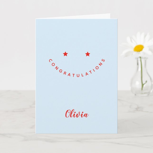 Personalised Congratulations, Star Smiley Face Card (Small Plant)