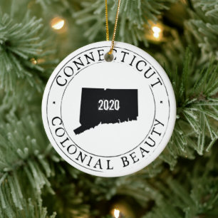 Personalised Connecticut Christmas Ornament! Ceramic Tree Decoration