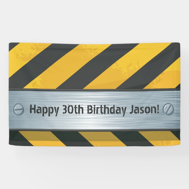 Personalised Construction Birthday Banner (Horizontal)