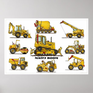 Personalised Construction Equipment Poster