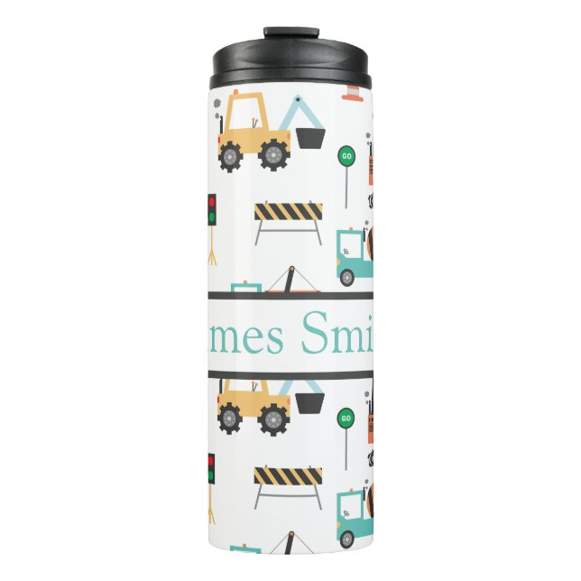 Personalised construction kids drink tumbler (Front)