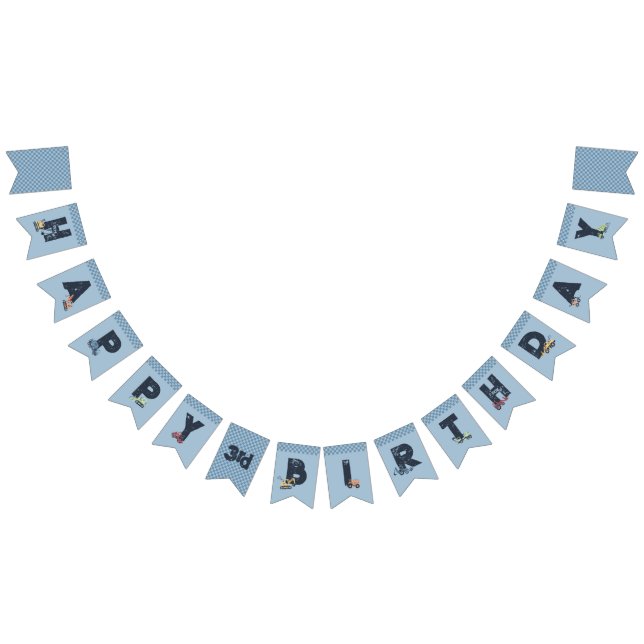 Personalised Construction Truck Happy Birthday Bunting (All)