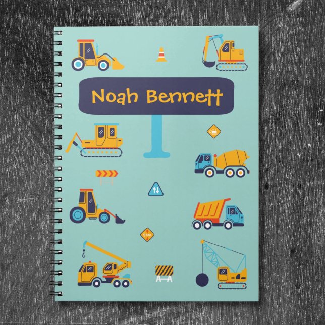Personalised Construction Truck Notebook for Boys (Personalized Construction Truck Notebook for Boys
)