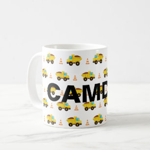 Personalised Construction Trucks pattern Coffee Mug