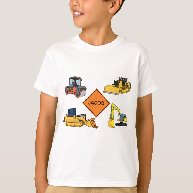 Personalised Construction Vehicles Illustrations  T-Shirt (Front)