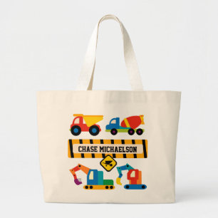Personalised Construction Vehicles Tote Bag
