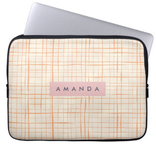 Personalised Contemporary Peach Line Art Laptop Sleeve