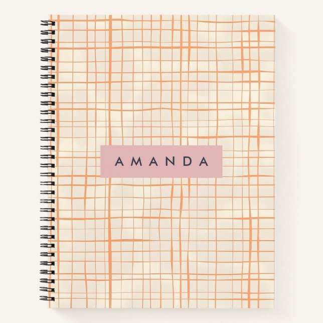 Personalised Contemporary Peach Line Art Notebook (Front)