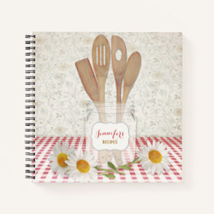 Personalised Cookbook for Recipes Red Chequered Notebook
