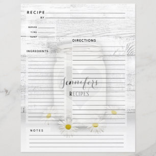 Personalised Cookbook Mason Jar Recipe Insert