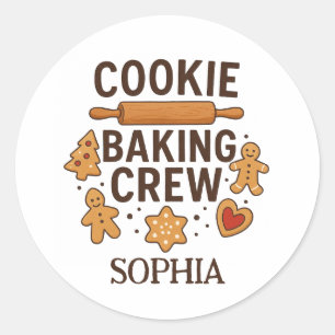 Personalised Cookie Baking Crew – Custom Name Classic Round Sticker