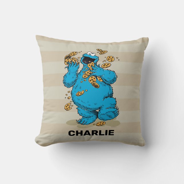 Personalised Cookie Monster Crazy Cookies Cushion (Front)