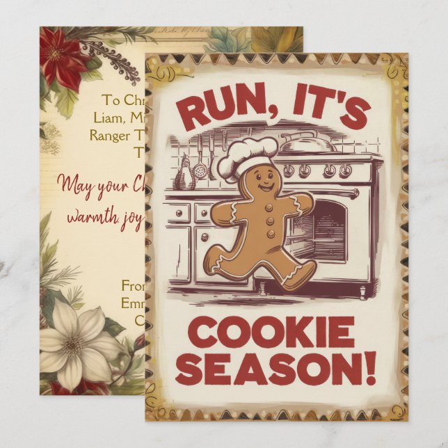 Personalised Cookie Season Funny Vintage  Holiday Card (Front/Back)