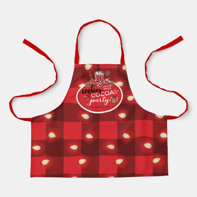 Personalised Cookies and Cocoa Christmas Party Apron (Front)