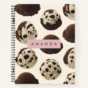 Personalised Cookies & Cream Ice Cream Pattern Notebook
