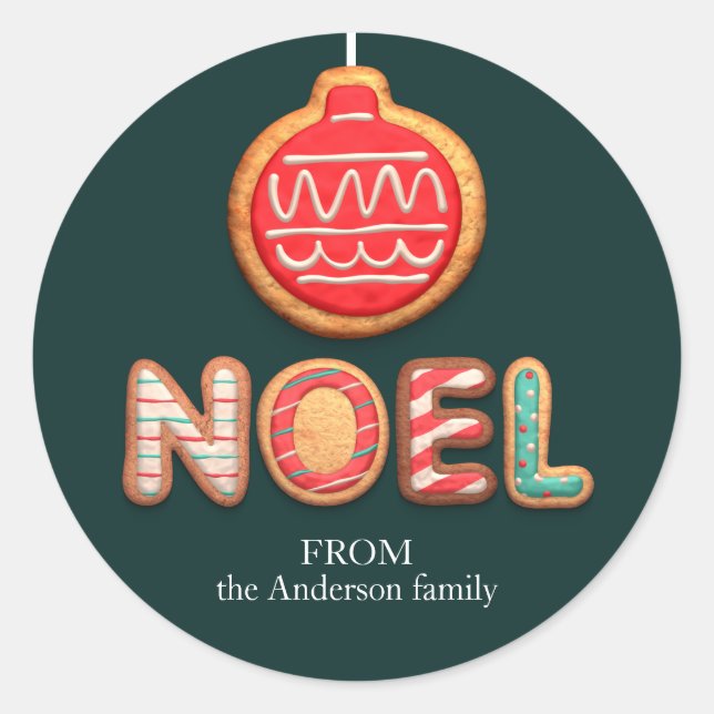 Personalised Cookies Noel with Bauble Holiday Classic Round Sticker (Front)