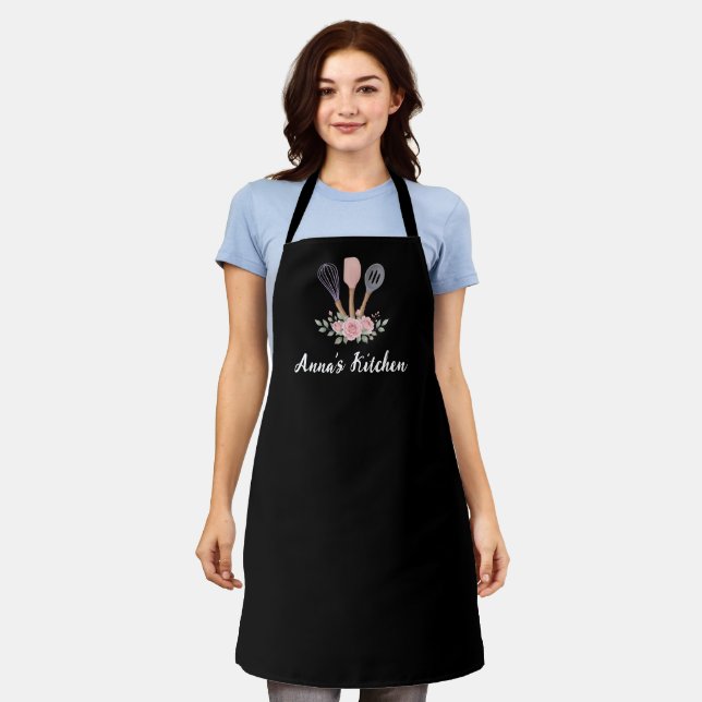 Personalised Cooking Floral Chef Kitchen Apron (Worn)