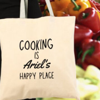 Personalised Cooking Happy Place Cook Foodie Gift Tote Bag