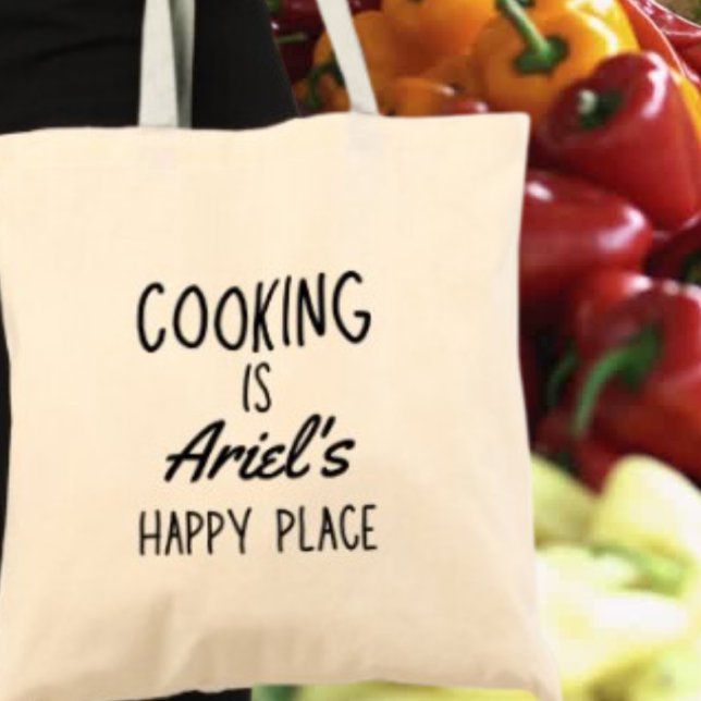 Personalised Cooking Happy Place Cook Foodie Gift Tote Bag (Shop now and cook up some smiles with this thoughtful gift!)