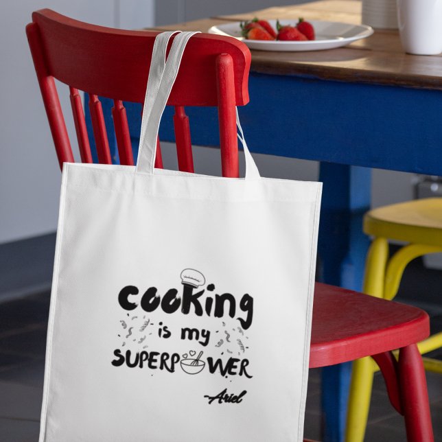 Personalised Cooking is my Superpower Funny Gift Tote Bag (Order now and let them proudly display their culinary superpower wherever they go!)
