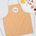 Personalised Cooking Vintage Peach Apron<br><div class="desc">Custom cooking apron featuring a stylish peach background that can be changed to any colour,  a vintage polka dot pattern,  your initial,  name,  and a sweet baking quote.</div>