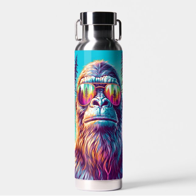 Personalised Cool Bigfoot in Hip Sunglasses Water Bottle (Front)