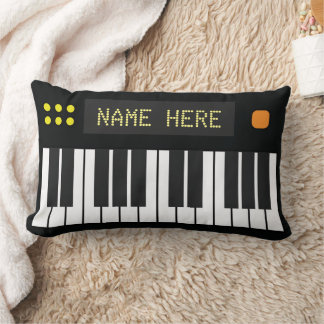 Personalised Cool Black Keyboard Music Lumbar Cushion